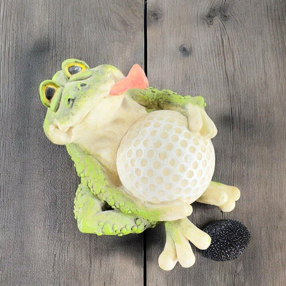 2000 Sealmark Frog Figurine Holding Golf Ball‎ Frog Relaxing Figurine Decor VTG